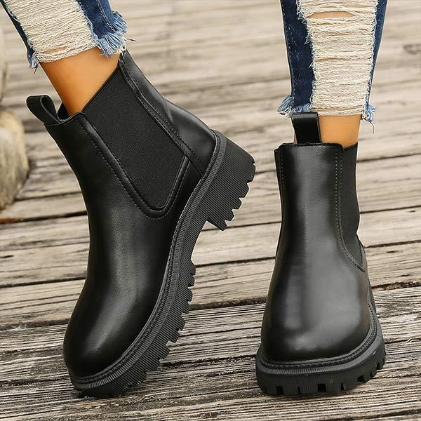 Women's Thick Sole Fashion Cigarette Bootie with Fleece Lining 18105875C