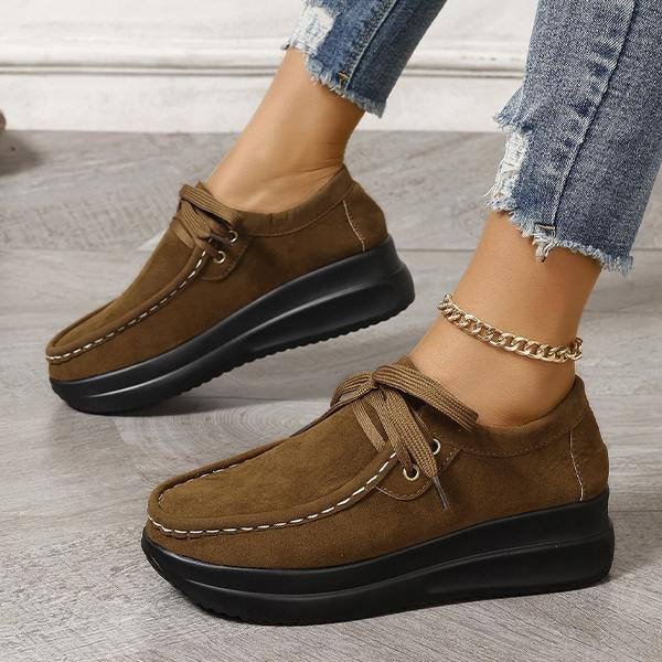 Women's Retro Thick-Soled Loafers with Laces 44697166S