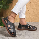 Women's Retro Baotou Flat Hollow Sandals 99368278C