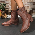 Women's Retro Embroidered Short Boots 11820135C