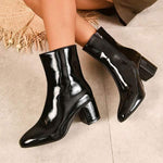 Women's Fashion Block-Heel Ankle Boots with Side Zipper 77842807C