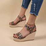 Women's Espadrille Wedge Sandals with Snake Print 63141651C