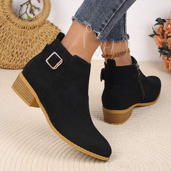 Women's Suede Belt Buckle Ankle Boots 45010784C