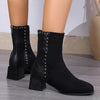Women's Fashion Rivet Stitching Block Heel Martin Boots 64281725S