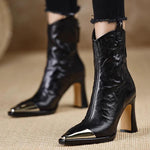 Women's Fashion Pointed Toe Chunky Heel Ankle Boots 52351338S