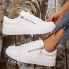 Women's Casual Zipper Decorated Lace-up Sneakers 15454681S