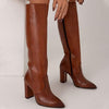 Women's Pointed Toe Side Zipper Knee-High Boots 94123974C