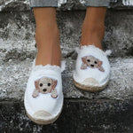Women's Retro Puppy Embroidered Linen Half Slippers 94786329S