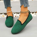 Women's Round-Toe Shallow Mouth Flats in Suede 60327533C