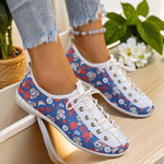 Women's Casual Ethnic Print Lace Up Flats 65891529S