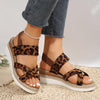 Women's Retro Leopard Cross Strap Wedge Sandals 41436833S