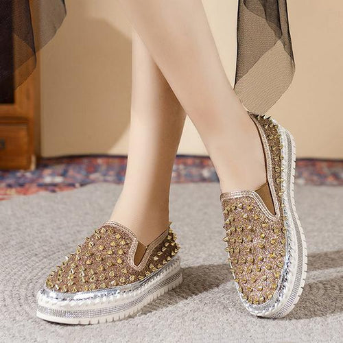 Women's Casual Rhinestone Rivet Platform Shoes 44438661S