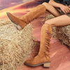 Women's Suede Fringe Knee-High Boots with Block Heel 12780587C