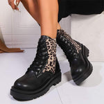 Women's Front Lace-Up Leopard Print Martin Boots 24809240C