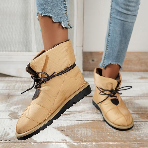 Women's Casual Thick Sole Round Toe Lace Up Snow Boots 96653825S