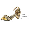 Women's Rhinestone One-Strap Mid-Heel Roman Sandals 87197911C