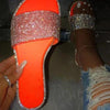 Women's Fashion Rhinestone Flat Slippers 39666810C