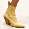 Women's Pointed Toe Suede Chunky Heel Ankle Boots 37731349C