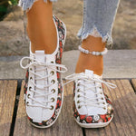 Women's Casual Ethnic Print Lace Up Flats 65891529S