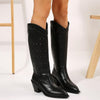 Women's Fashion Hollow Chunky Heel Knee-High Boots 25997127S