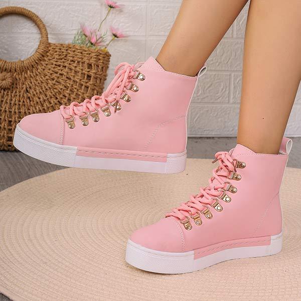 Women's Candy Color Metallic Lace-Up Sneakers 90628353C