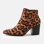 Women's Stylish Block Heel Leopard Ankle Boots 64201846S