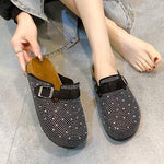 Women's Rhinestone-Adorned Round-Toe Buckle Soft Sole Cork Sandals 10499399C
