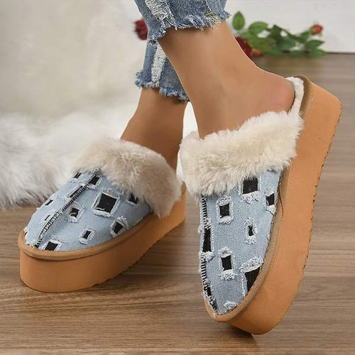 Women's Thick-Soled Plush Home Lightweight Cotton Slippers 94078632C