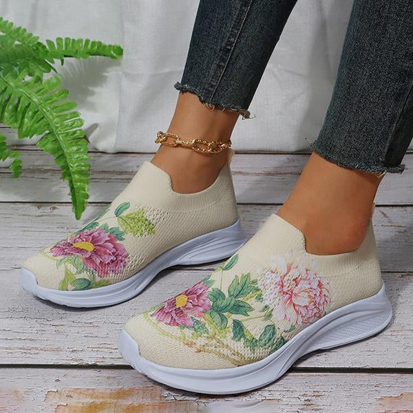 Women's Casual Flower Mesh Fly Knit Sneakers 35868027S