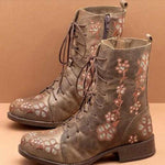 Women's Vintage Embroidered Mid-Calf Martin Boots 28659742S