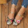 Women's Printed Color Block Velcro Flower Shoes 33203361C