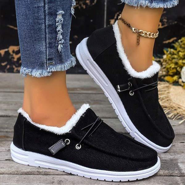 Women's Round Toe Lace-Up Fleece-Lined Shoes 76928144C