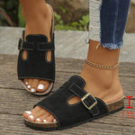 Women's Cork Sole Flat Vintage Slide Sandals 53586131C