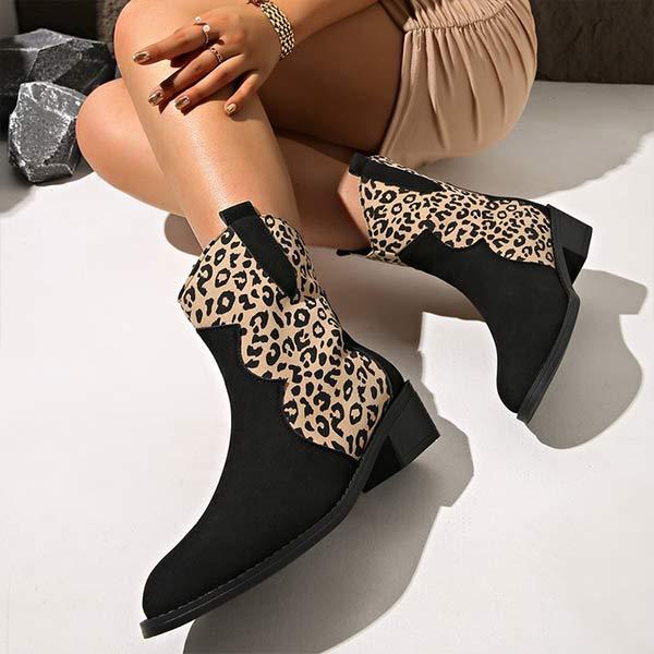 Women's Leopard Print Mid-Calf Martin Boots 22347136C