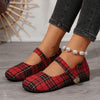 Women's Plaid Fabric Low-Cut Flats 52937583C