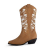 Women's Embroidered Cowboy-Style Riding Boots 03872038C