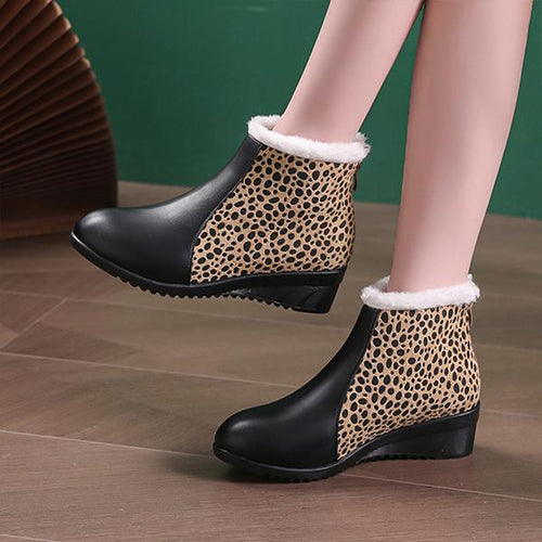 Women's Casual Wedge Leopard Ankle Boots 57686227S