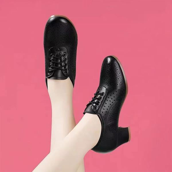 Women's Casual Lace-up Hollow Block Heel Shoes 47049552S