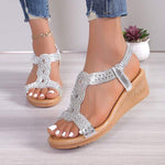 Women's Wedge Bohemian Rhinestone Sandals 66340082C