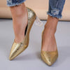 Women's Pointed Toe High-End Gold Chunky High Heels 61304809C