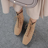 Women's Casual Suede Lace-Up Chunky Heel Ankle Boots 28402754S