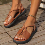 Women's Thick Sole Cross Strap Retro Roman Sandals 55691928S