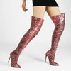 Women's Snake-Print Over-the-Knee Stiletto Boots with Back Zipper 96080466C