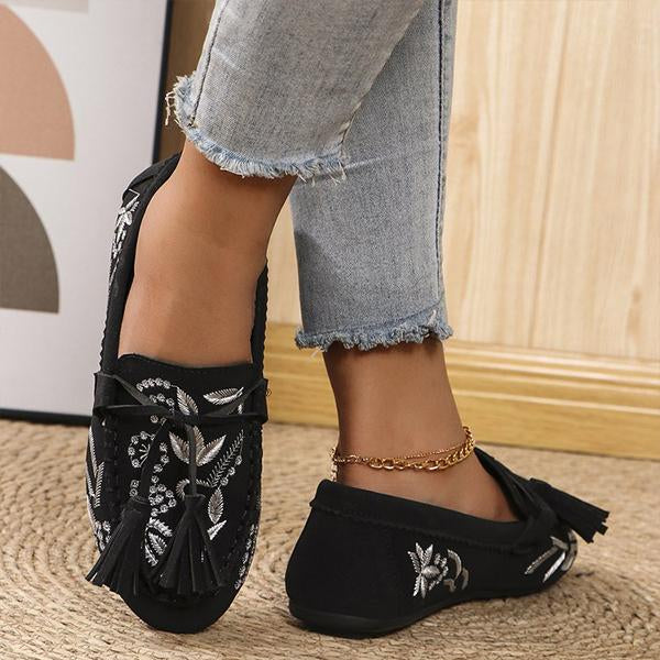 Women's Casual Slip-On Embroidered Tassel Loafers 68725019S