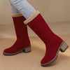 Women's Suede-Like Faux Shearling-Lined Boots with Plush Inner Lining and Chunky Heel 56618094C