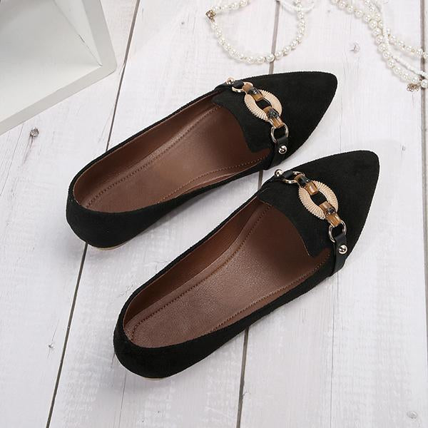 Women's Elegant Flats with Retro Metallic Decoration 10258624S