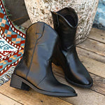 Women's Pointed Toe Chunky Heel Western Cowboy Boots 21154563C