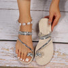 Women's Fashion Butterfly Rhinestone Toe Ring Slippers 48038171S