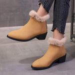 Women's Pointed-Toe Chunky Heel Rear Zipper Mid-Heel Martin Boots 92326865C
