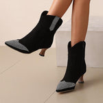 Women's Fashion Rhinestone High Heel Ankle Boots 14418968S